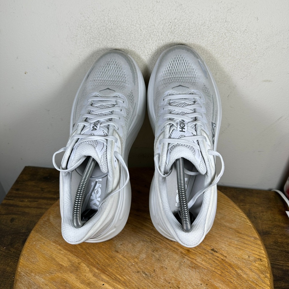 Hoka One One Bondi 9 Silver White Running Shoes 1127952-SDSTS Womens 10B - Picture 5 of 8